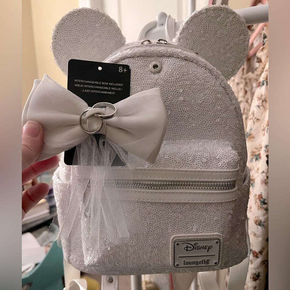 Disney Loungefly White Sparkly backpack